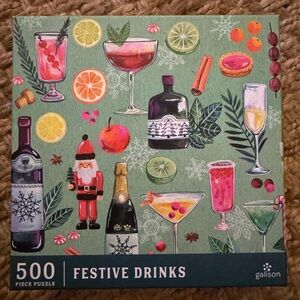 Galison Festive Drinks 500 Piece Holiday Jigsaw Puzzle